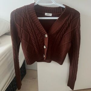 Ardene Chocolate Brown Cable Knit Cardigan